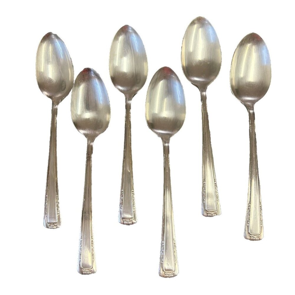 Baroness 1940's Silver-plate Serving Soup 6 Spoons Vintage